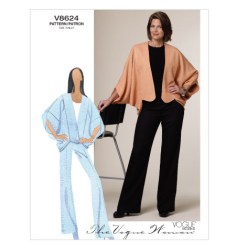 8624 EZ VOGUE SHAPED LOOSE KIMONO JACKET, PANTS PATTERN 8-14 OR 16-18
